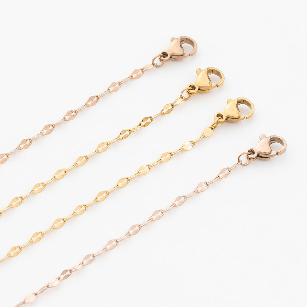 18K Gold Versatile Lip Chain Women 304 Stainless Steel Necklace Bare Chain Collarbone Chain
