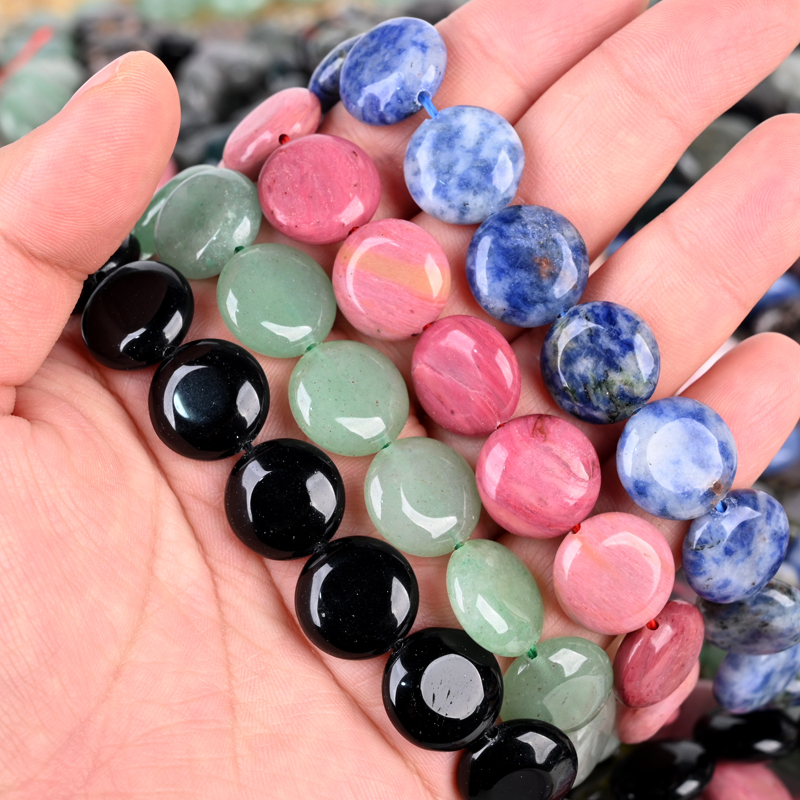 Round Cake Loose Beads Natural Stone Crystal Agate Diy Jewelry Accessories Handmade Beaded For Jewelry Craft Diy