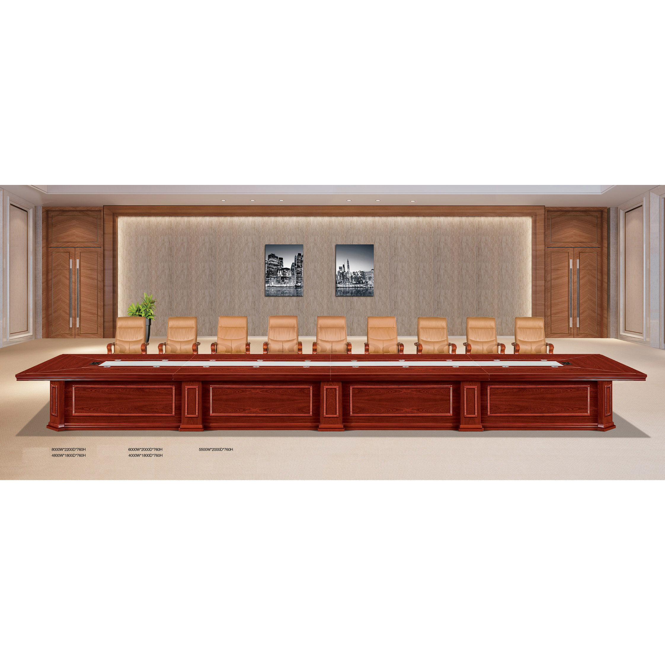 Hot sale luxury veneer rectangular conference table