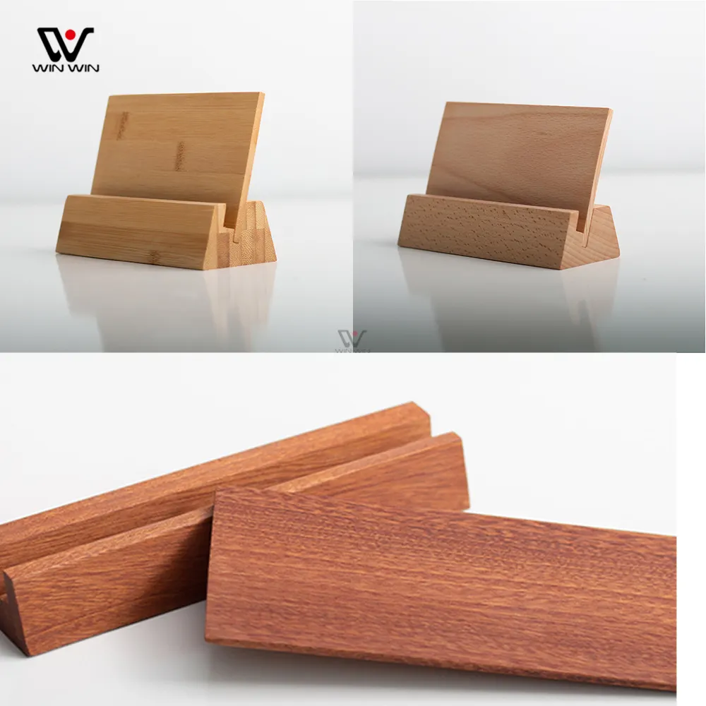Natural Beech Wood Business Card Holder Wholesale Customized Desktop Business Card Base