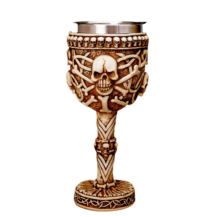 Creative Horrifying North American Style Resin Skulls Head Water Glass Built-In Stainless Steel Gifts Crafts Living Room Decor