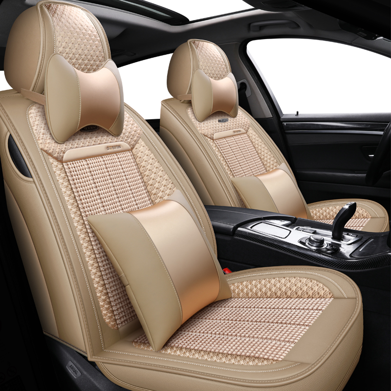 Instocked Luxury Design Polyester Leather Car Seat Cover Full Set Universal Full Covers Car Seat