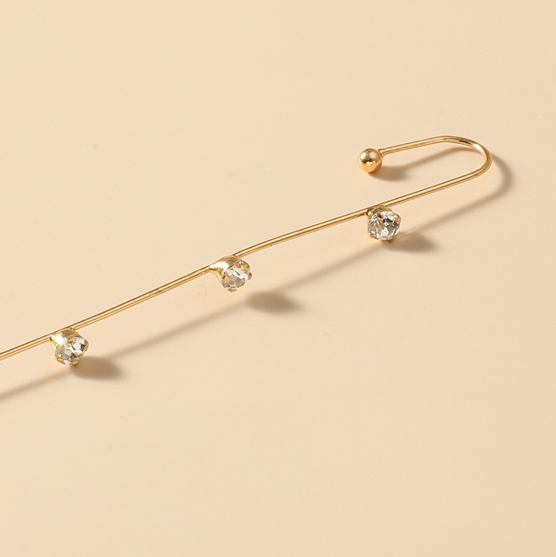 New Ear Needle Wrap Crawler Hook Earrings For Women Surround Auricle Diagonal Stud Copper Inlaid Zircon Piercing Earrings