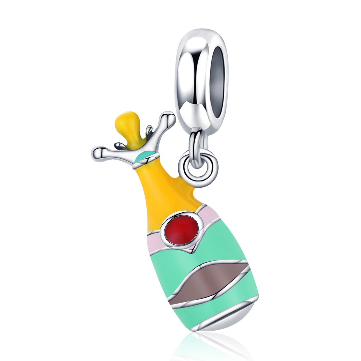 Mini champagne diy pendant accessories holiday wine bottle s925 sterling silver beaded SCC1921