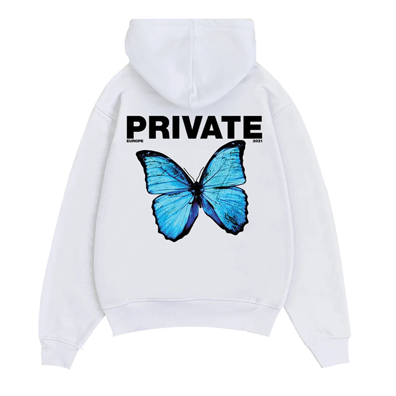 Fashionable new american style sweatshirt with print butterfly hoodies woman sweaters
