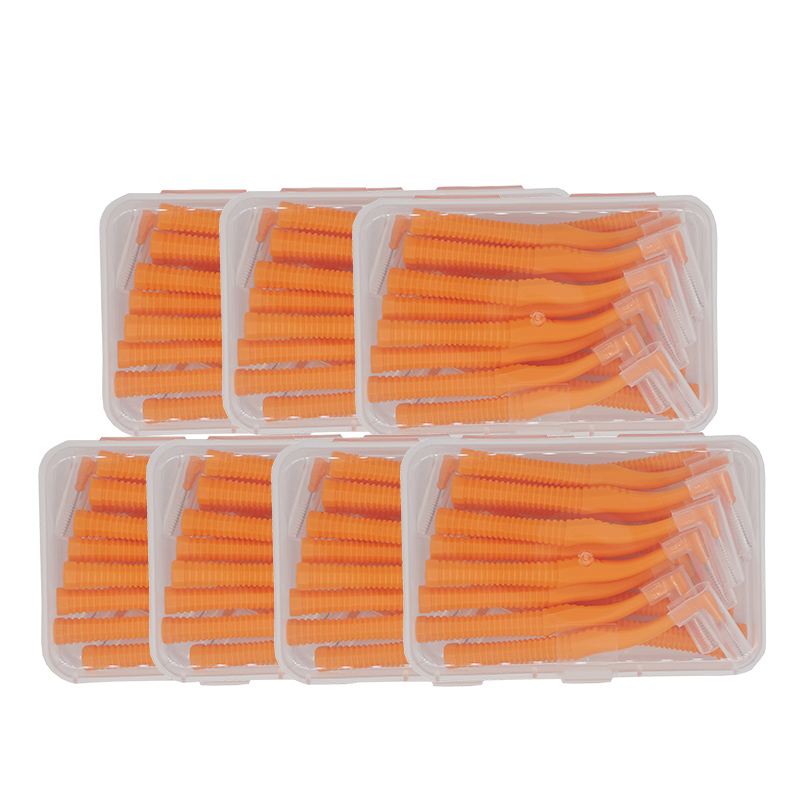 Factory Soft Brushes Slim Reusable Private Label Orange Orthodontic Flosser Rubber flossing toothbrush 140pcs 1.2mm