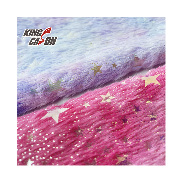 KINGCASON Factory Wholesale Antistatic Super Soft Luxury Fluffy Medium-weight Gold Stamping Artificial Fur for Home Textiles