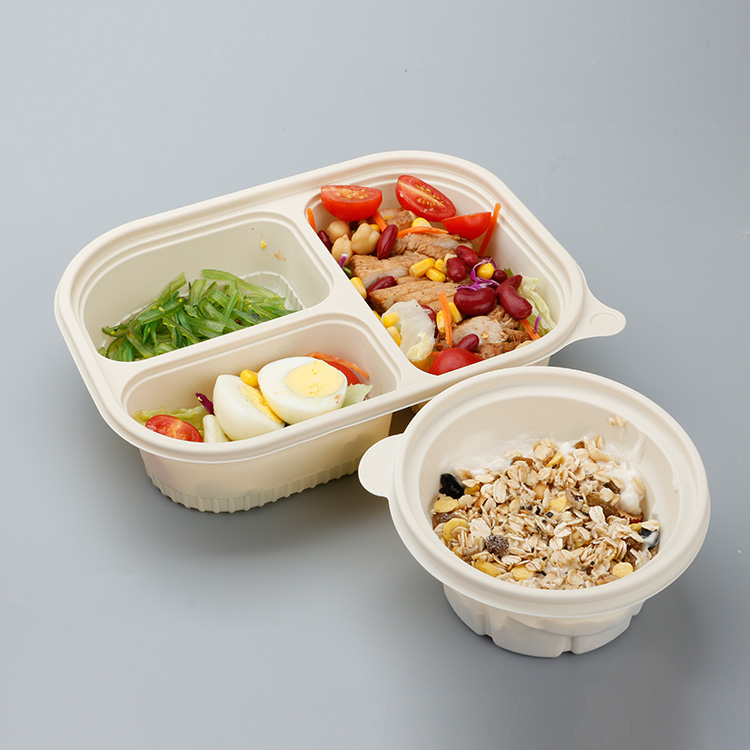 Bento контейнер для еды 3 отсека биоразлагаемый одноразовый Ланч-бокс