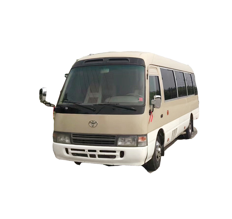 LHD 2016 Япония использовала хорошее состояние Toyotai coaster bus с дизельным двигателем 28 сидений Белый Золотой для печати