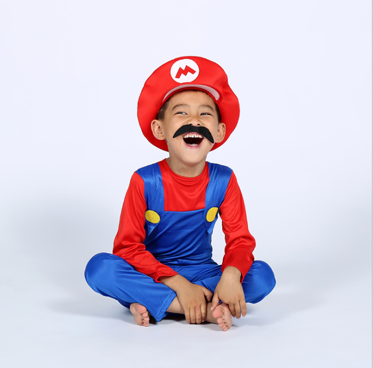UFOGIFT Cosplay Adults and Kids Super Mario Bros Cosplay Dance Costume Set Children Halloween Party Mario Costume for Kids Gifts
