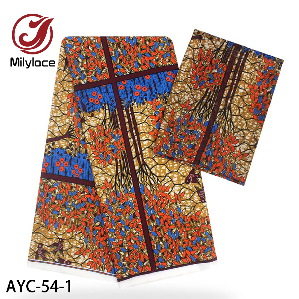 African wax print pattern silk fabric with 2yards chiffon fabric