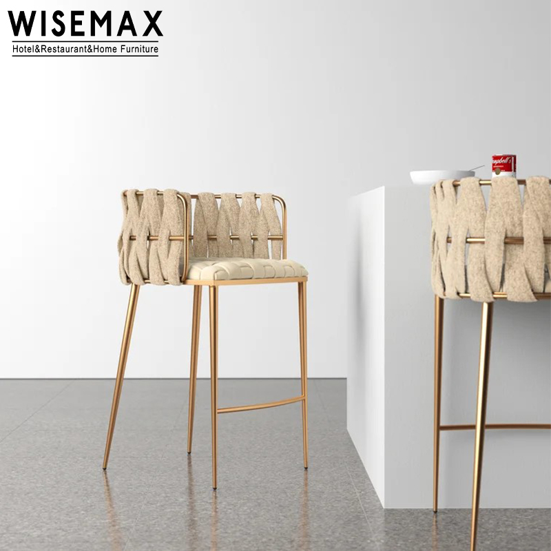 WISEMAX мебель, оптовая цена, современные золотые барные стулья из нержавеющей стали с бархатной тканью для бара, клуба, ресторана