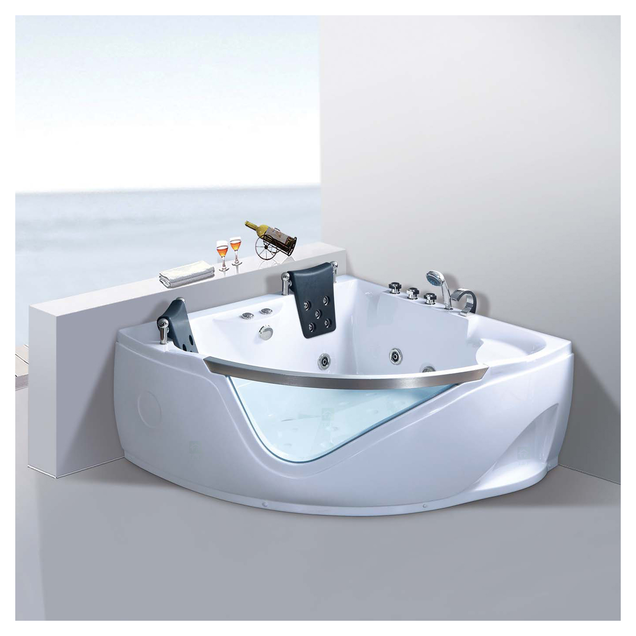 Hot Sale Acrylic Material Freestanding Corner Bath Tub Air Spa Jet Whirlpool Massage Bathtub