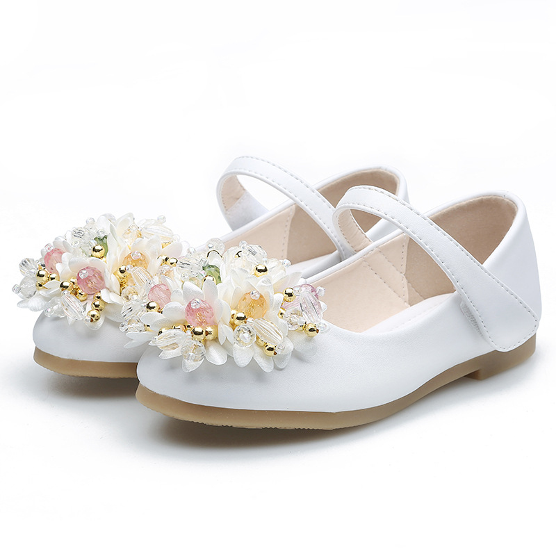 Children School Shoes Buckle Strap Flowers Decoration Casual Girls Dress Shoes