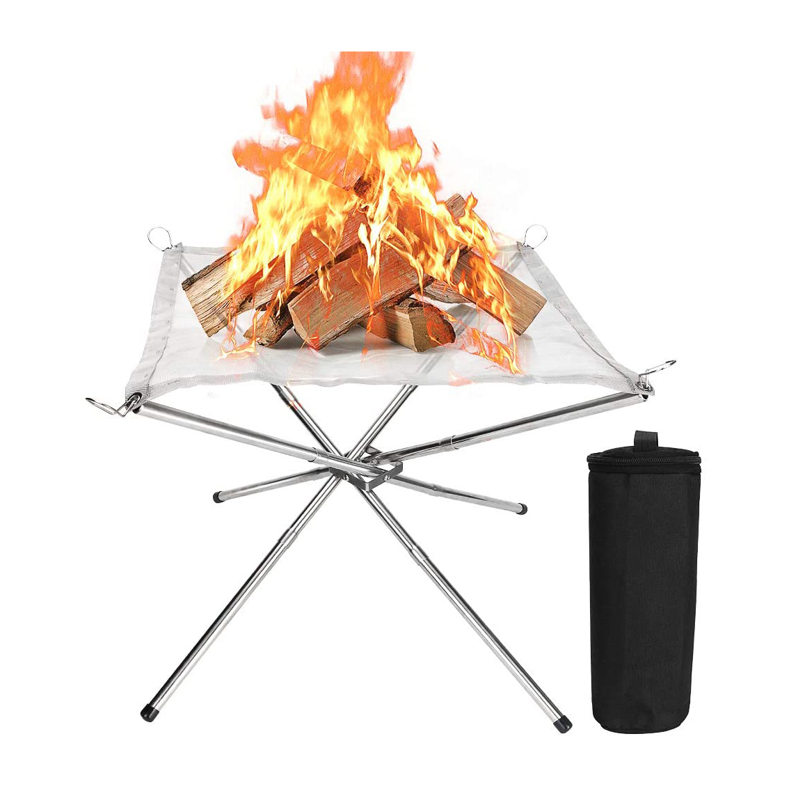 FEISTEL Small Size 16.5 Inch Mesh Fire Pit, Foldable Camping Fire Pit for Camping Backyard Beach
