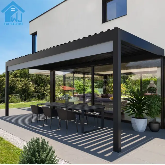 100% Waterproof Pergola Leisure Garden Motorized Louvered Roof Aluminium Gazebo Outdoor aluminum pergola parts