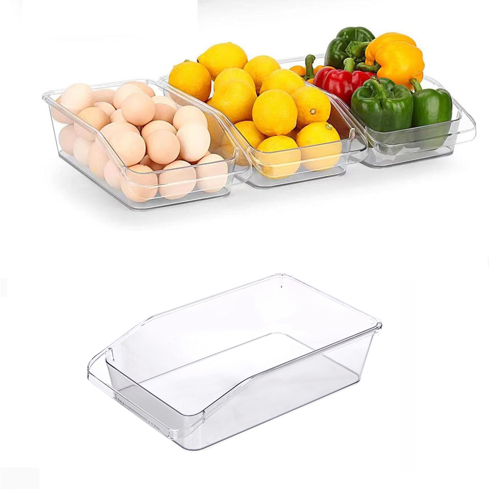 4pcs Rectangular Fridge Mate Refrigerator Pull Out Home Fridge Organizer Drawer Boxes Binds Bpa Free Plastic Food Container