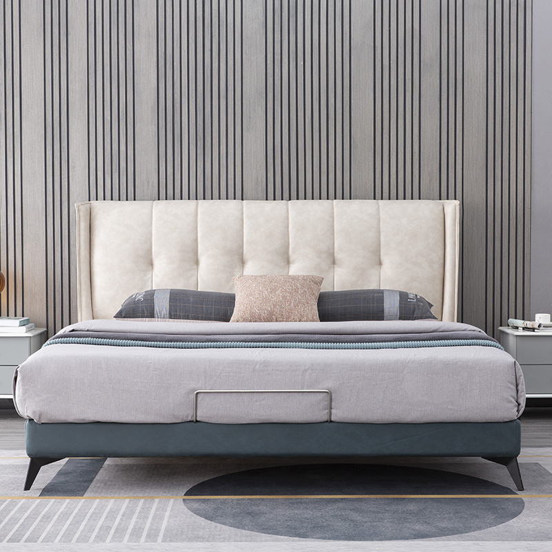 California wood modern 6 ft tufted upholstered king size bed frame design
