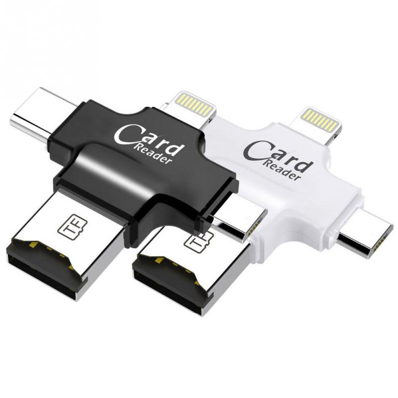 4 in1 телефон кард-ридер с USB/ Micro USB/ Type-C/интерфейс lightning адаптер объектива для камер Micro SD карты соединение со смартфоном