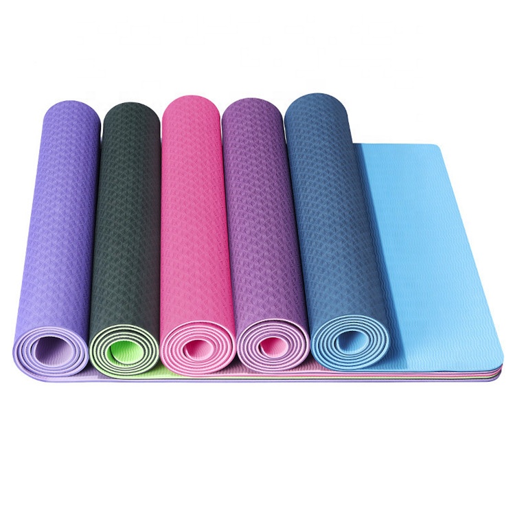 Wholesale Gymnastics Equipment Custom Print Logo Black Natural Eco Friendly TPE Yoga Mat