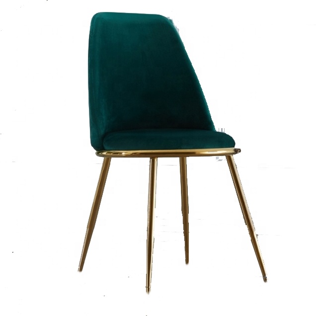 Dark Green Velvet Dining Chair with Gold Chromed Metal Legs
