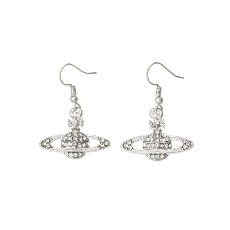 Summer ins style personality planet earrings UFO spaceship creative Saturn diamond earrings