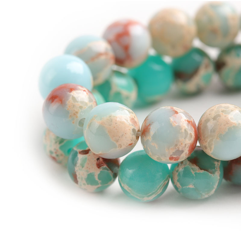 Hobbyworker Colors Natural King Stone Round DIY Beads for Necklace Jewelry Making