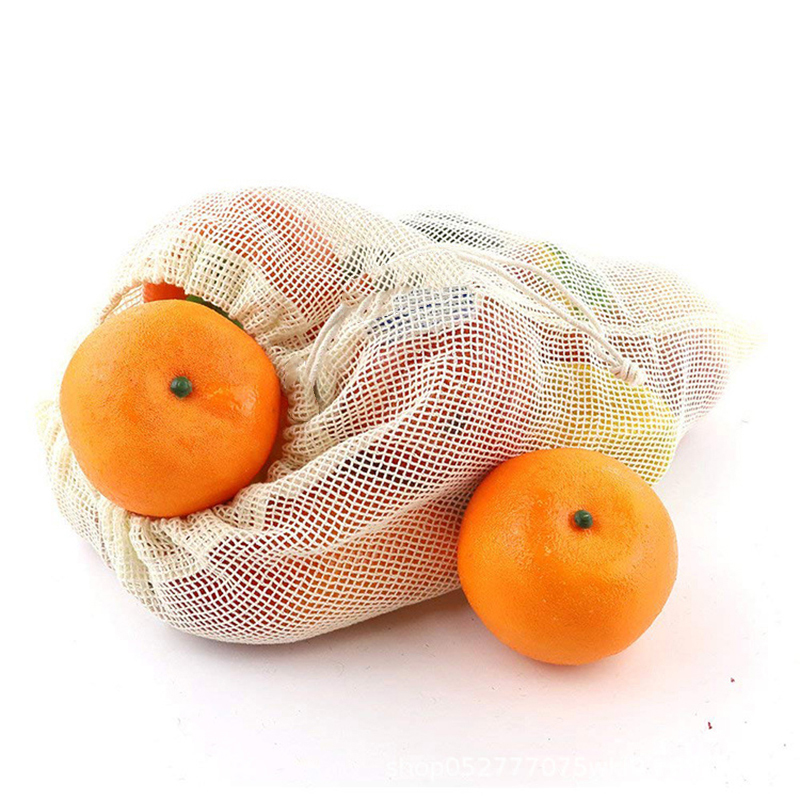 Eco Bag Cotton reusable organic cotton mesh bag with shoulder strap