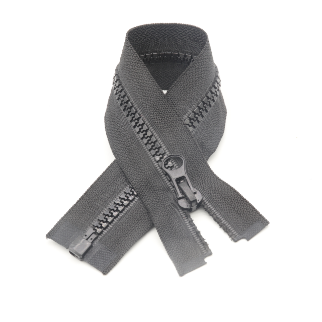 New Square Teeth Plain Black Tail Opening Plastomer Custom Logo Zipper Pull Head