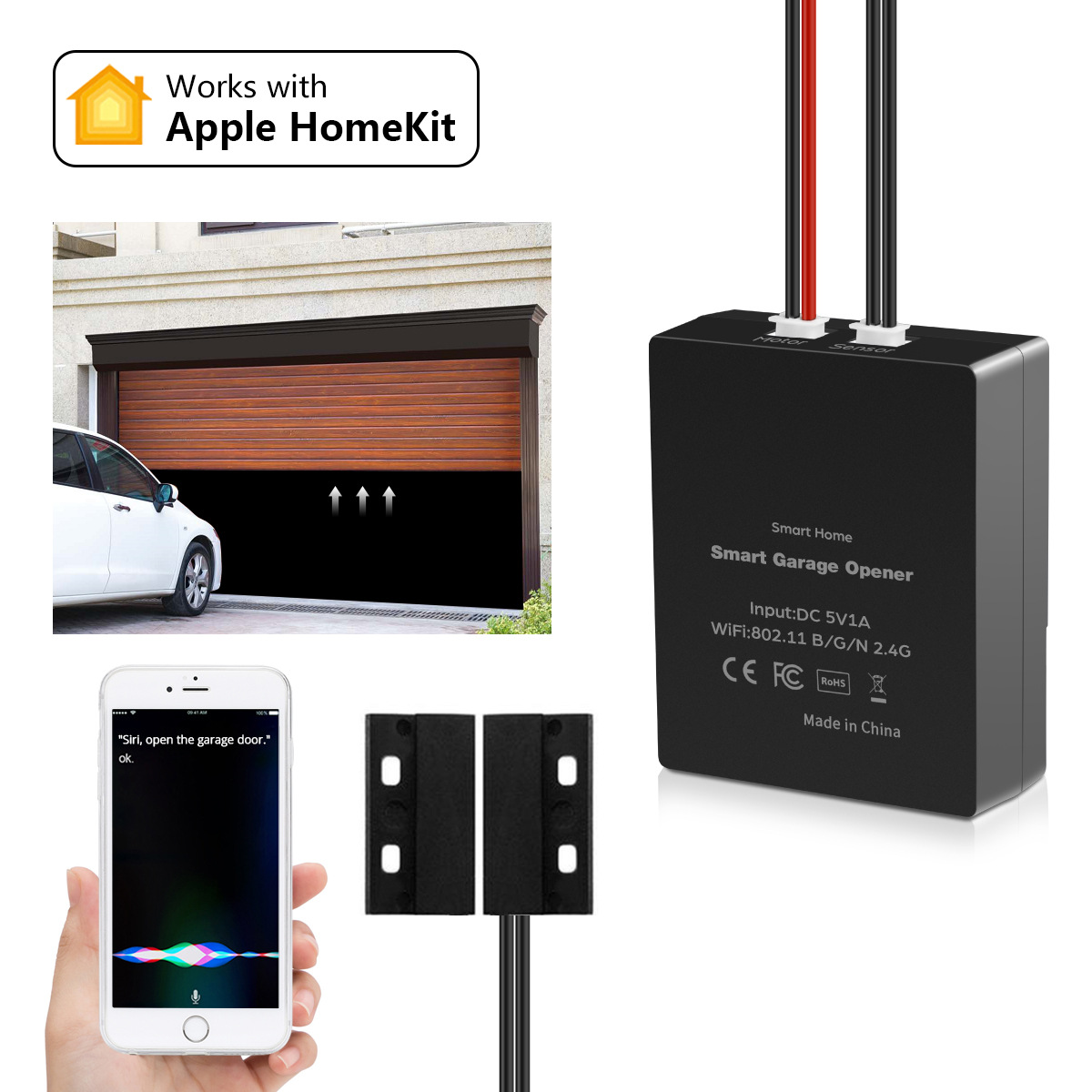 Беспроводной Wi-Fi переключатель Homekit, умный автоматический Открыватель гаражной двери