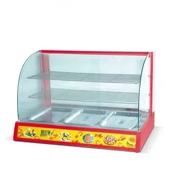Stainless Steel Heat Display Electric Food Warming Showcase With Curved Glass
