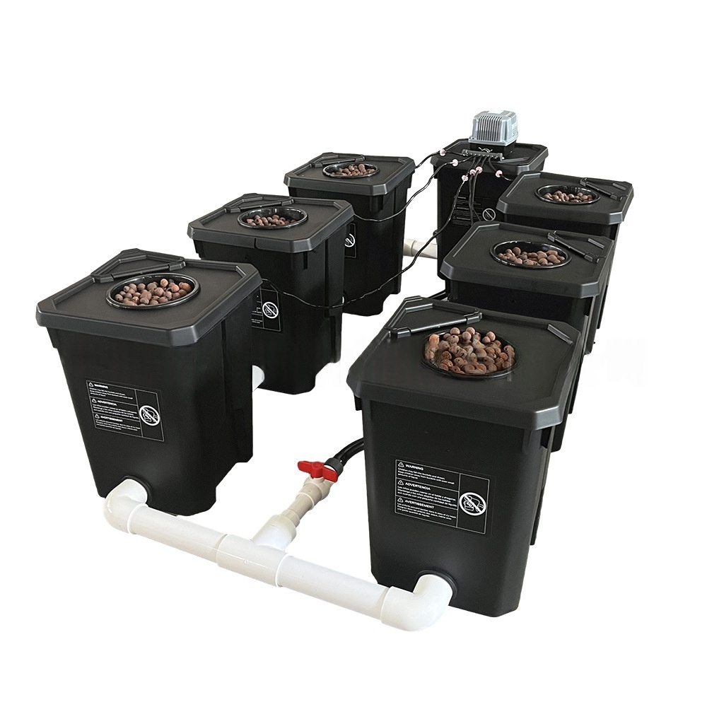 Custom 6-Bucket 27L Dutch Bucket Drip Irrigation Hydroponics System Indoor Plants Growing PP Plastic Garden Supplies
