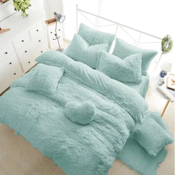 OEKO-TEX Factory supply soft thick microfiber warm teddy fleece comforter bedding set