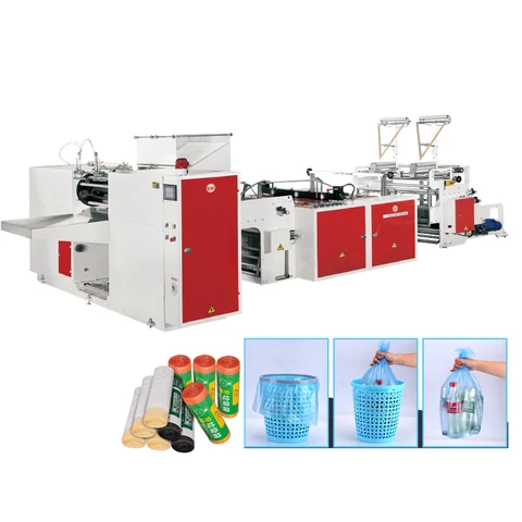 4 lines 2 layers heat sealing and cold cutting polythene T-shirt shopping flat garbage bag making machine price
