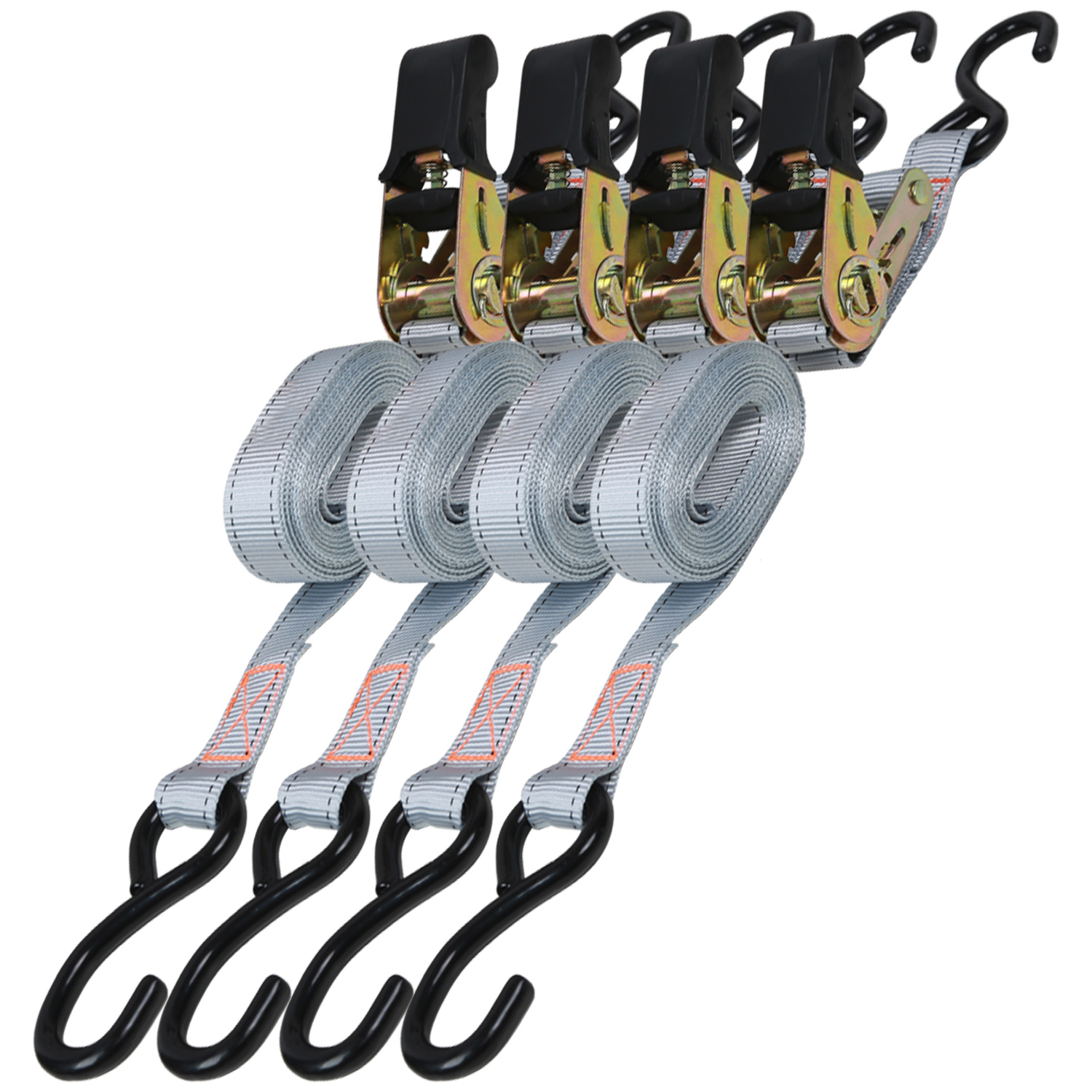 KSEIBI Ratchet Tie Down Set 4-PC Double Blister Packing Cargo Lashing Belt For Large Truck Use