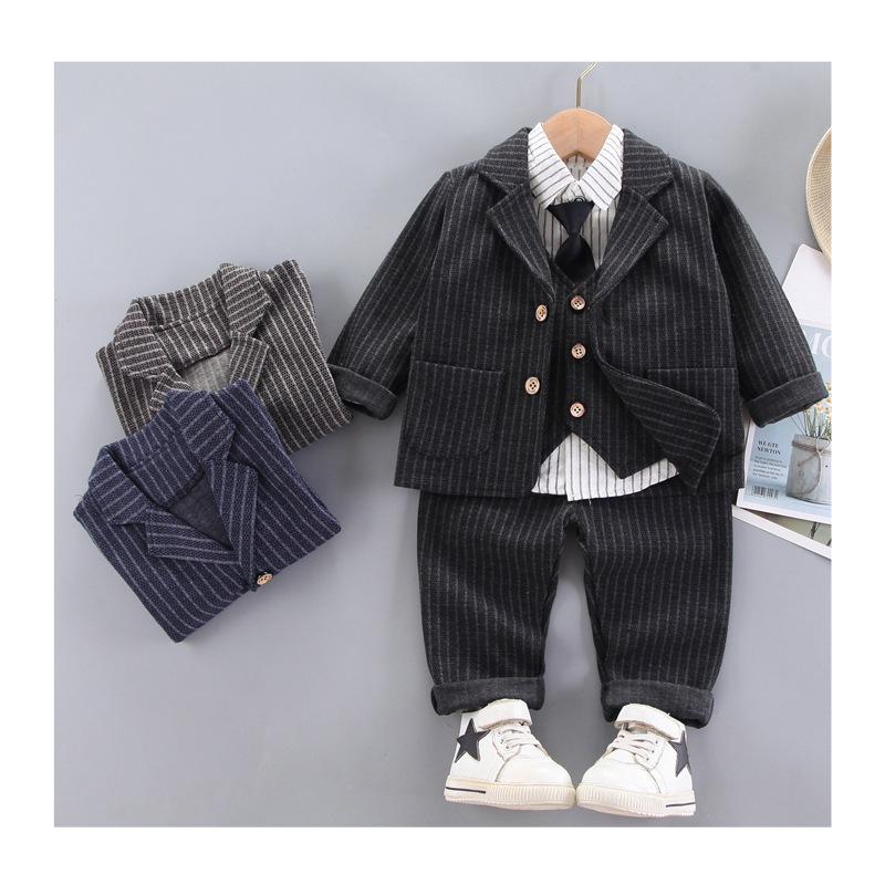 Wholesale Fashion Gentleman Children Formal Clothes Suit Kids Four Pieces Clothing Sets Baby Boy Waistcoat Outfits Toddlers
