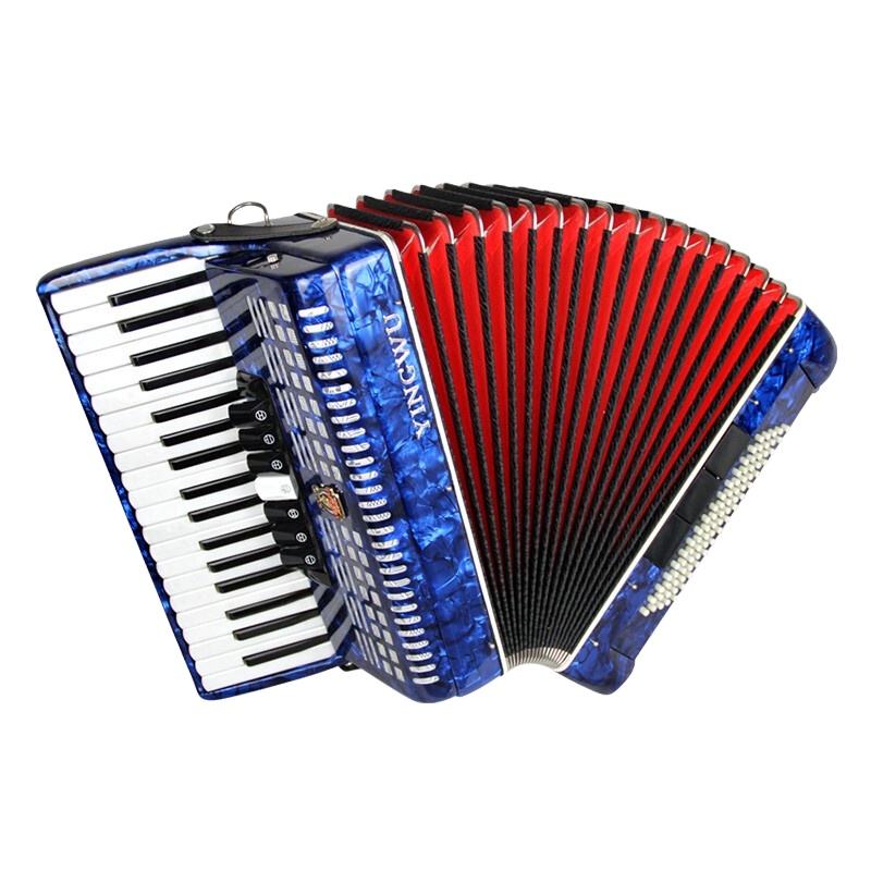 Parrot brand YW-870 accordion 37-key 80BS three-row spring adult test instrument manufacturer direct delivery blue