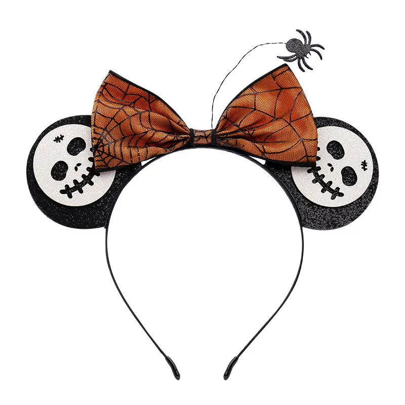 Halloween Funny Pumpkin Hat Headband Hair Accessories Web Spider Bow Headband For Girls