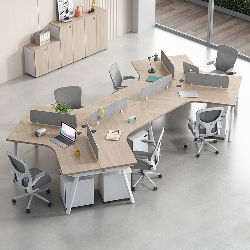 Special shaped office desk and chair combination 3/5/6 six person creative staff table simple modern personality office table