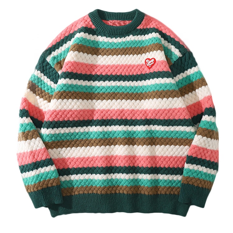 Finch Garment New Style Custom Knit Sweater Stripe Multicolor Embroidered Casual Plus Size Men's Sweaters