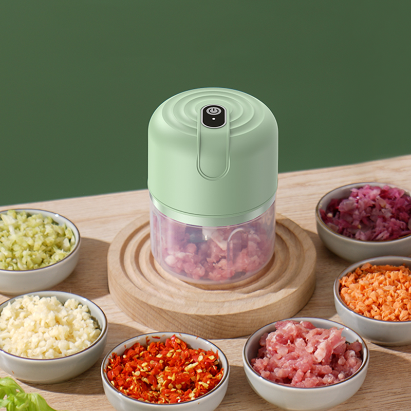 2024 New Product Ideas Mini 250ml Electric Food Chopper Mincer USB Cable Garlic Chopper with Steel PP Material Manual Operation