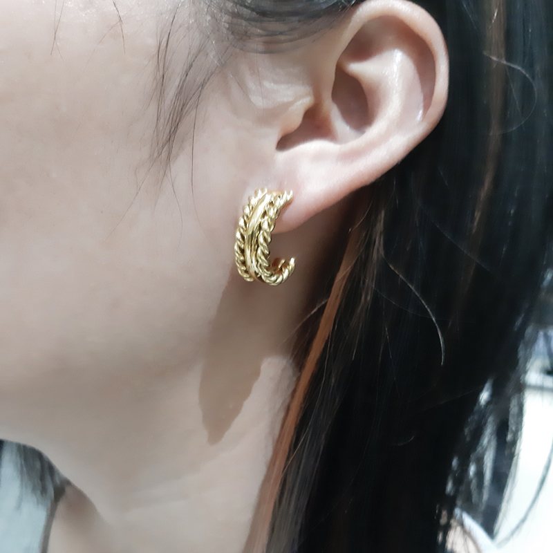 Модные Винтажные Многослойные витые серьги-кольца Cc 18k позолоченные маленькие крупные оплетенные золотые кольца для женщин