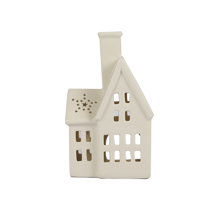 Hot Sale House Shape Nordic Ceramic Decor Tea Light Candle Holders for Dining Table
