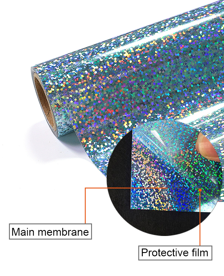 Hot Sale Htv Vinyl Rolls Film  Custom PVC Clothing Tshirt Heat Transfer Holographic Vinyl Rolls