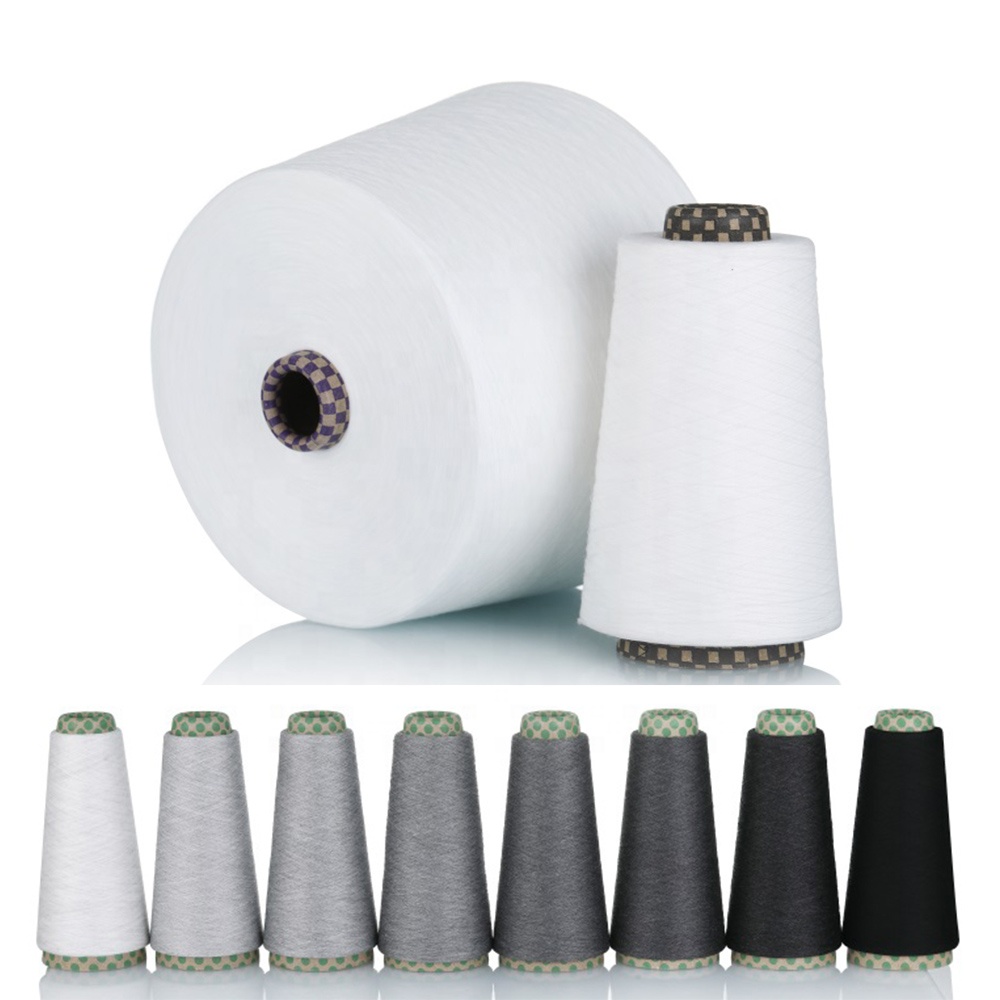 Manufacturer Ring Spun 100%Polyester Textile Yarn 30S White Yarn For Knitting Socks Fabric Staple Fiber Thread