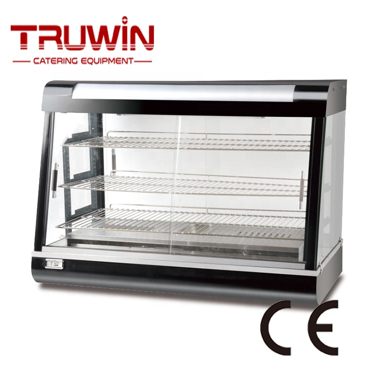 Professional Stainless Steel commercial electric glass food warmer display showcase