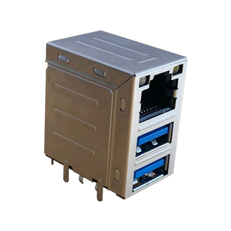 JFM38U1M-B311-4F 1000 Base-T с двойным разъемом USB 3,0 RJ45 Ethernet