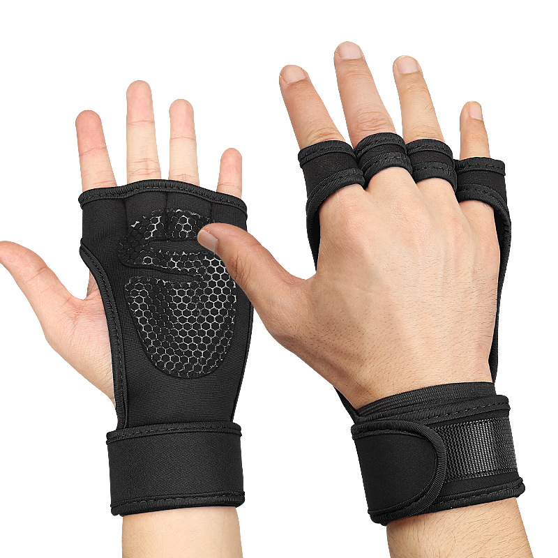 THYFIT Gym Hand Support & Weightlifting Wrist Wraps Workout Gloves Non-Slip Palm Silicone Fitness Glove
