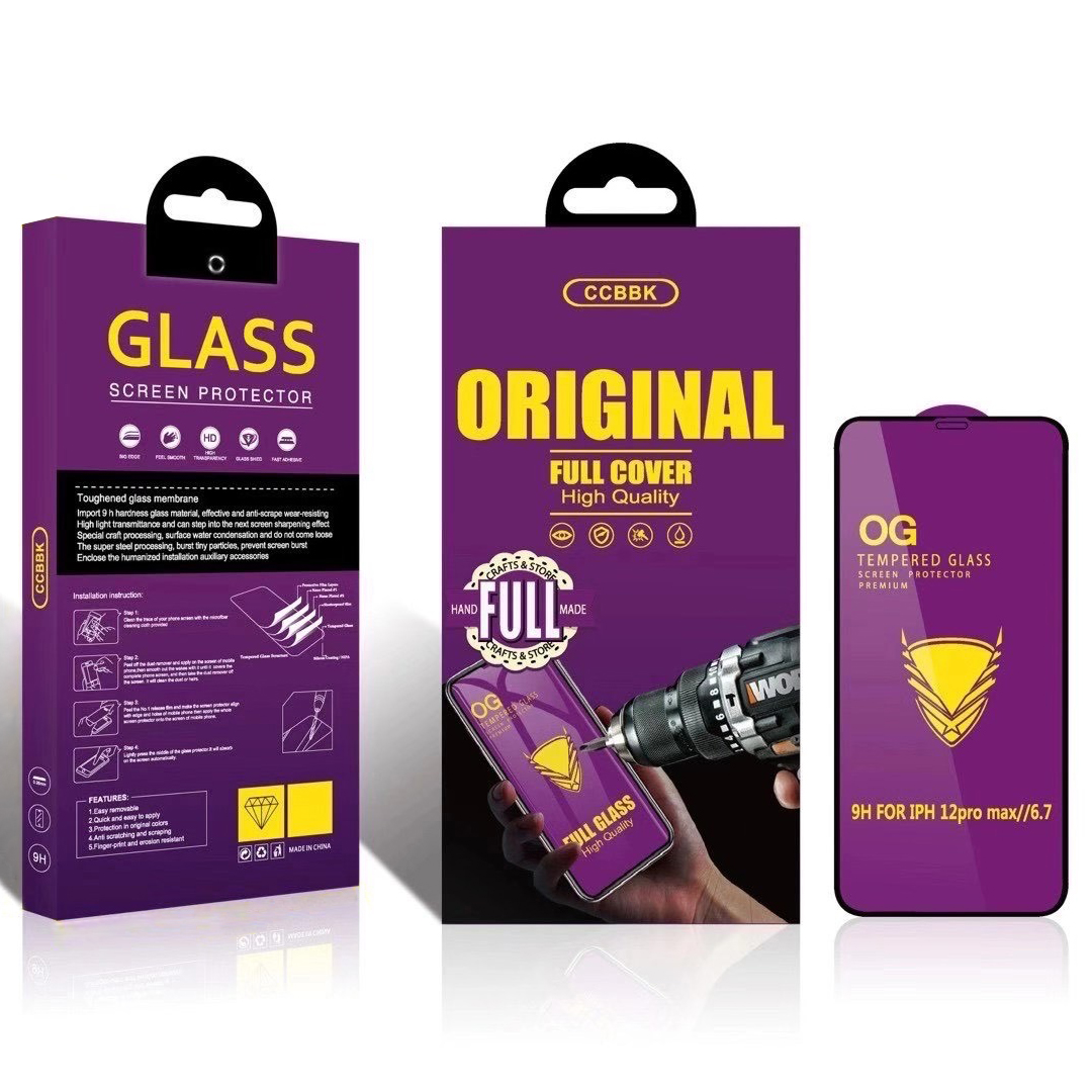 Hot Selling Mobile Phone Full Glue 9H HD 21D Tempered Glass Screen Protector For iPhone For Samsung For Huawei For Xiaomi Red Mi