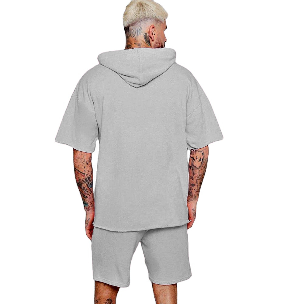 Тяжеловесный мешок тренировки человек из 2 предметов Jogger 100% хлопковая кофта; Спортивный костюм из двух предметов летний комплект с шортами